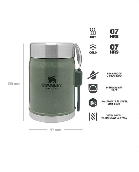 Stanley The Legendary  Food Jar+Spork  0.4l - Hammertone Green - Alpingaraget
